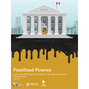Report cover of Fossilized Finance by Canadian Centre for Policy Alternatives